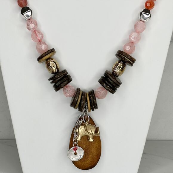 Chico's Boho Beaded Elephant Pendant Silver Necklace ✨ - Picture 11 of 14